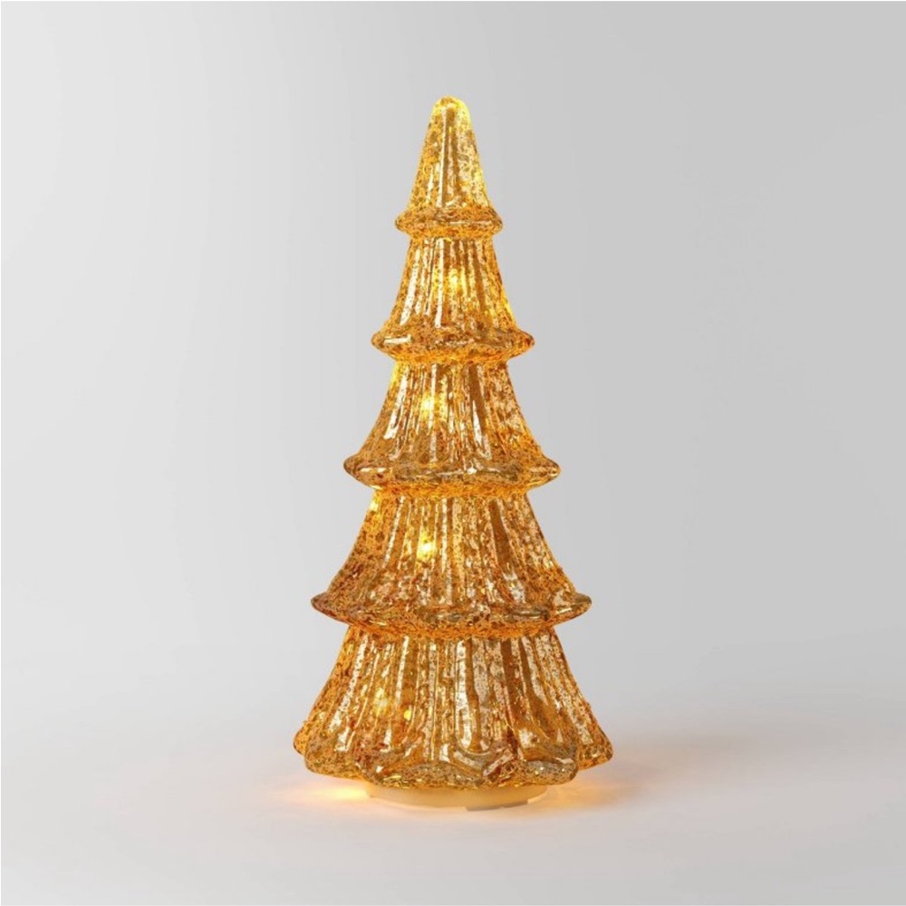 14" Christmas Mercury Lit Glass Tiered
Tree Decor Gold - Wondershop™